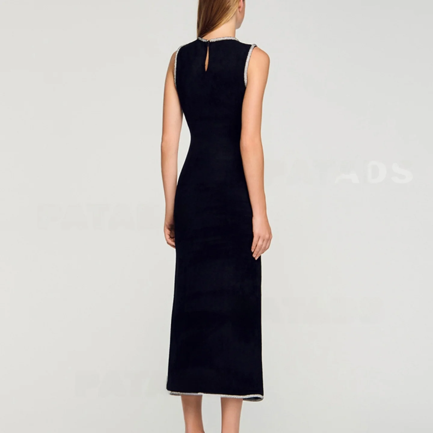 Ele Bla Diamond Trim Svel Slim Fit Split Dr para mujer Otoño Invierno Faion Falda acampanada de cintura alta Dr