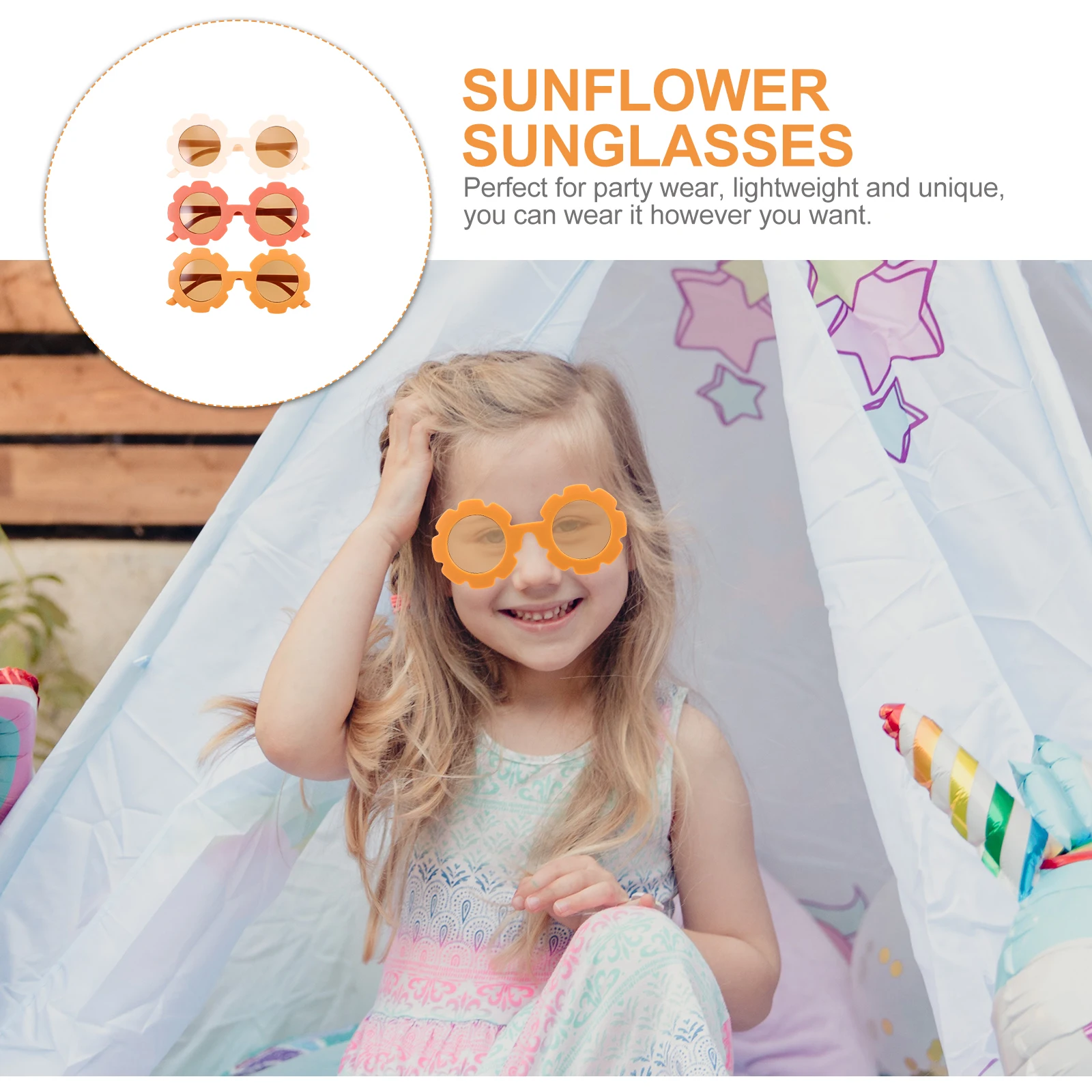 

3Pairs Sunglasses Sunflower Lightweight Party Sunglasses Funny Sunflower Glasses Party Glasses