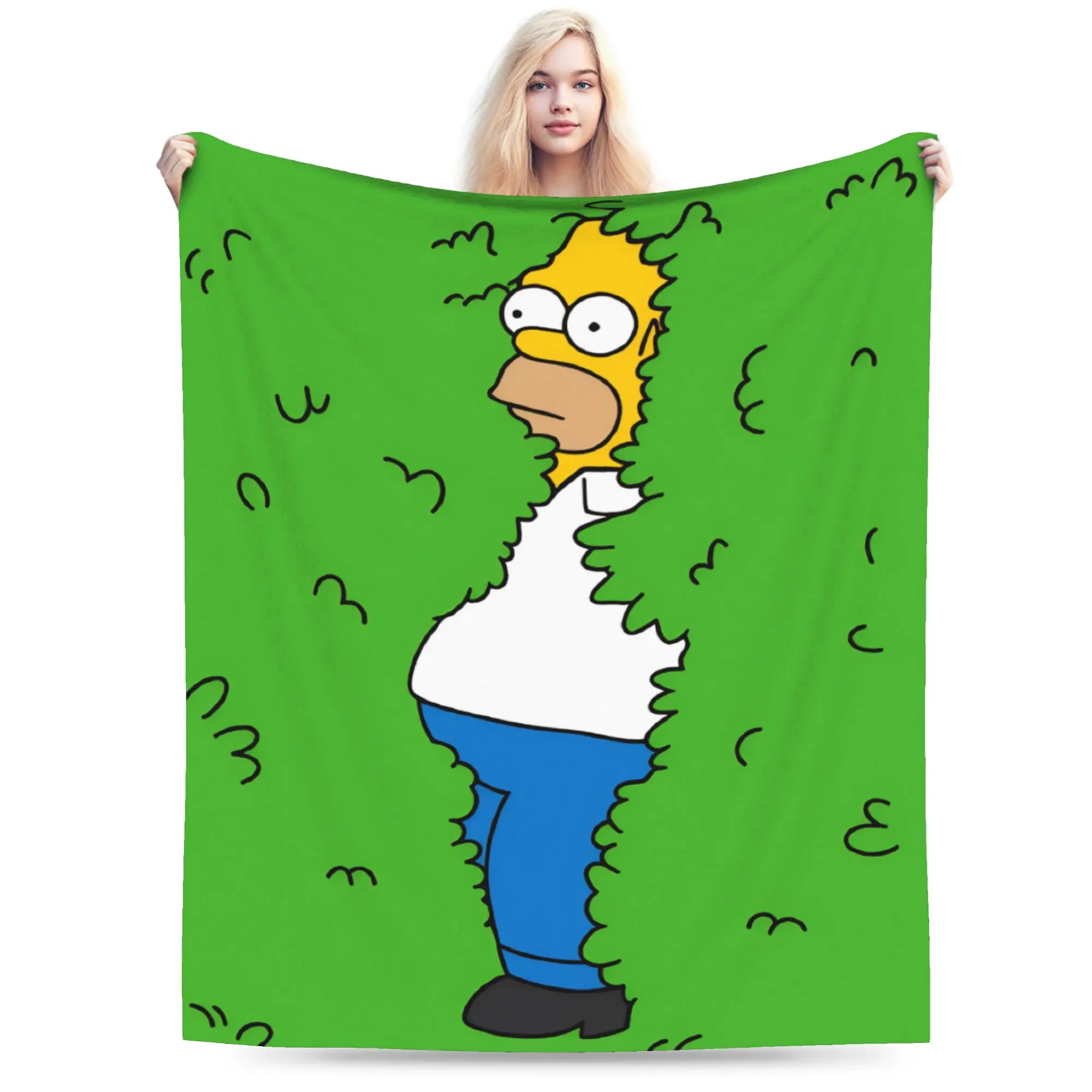 Warm Cozy Throw Blanket Plane Travel S-Simpsons Homer Hidden In Grass Blanket Flannel Bedspread For Living Room Sofa Bed Cover