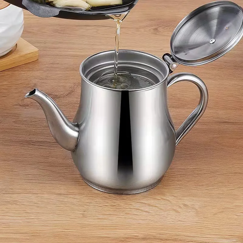 Strainer Oiler Stainless Steel Household Leak-Proof Pot Pour Oil Bottle Kitchen Supplies Practical Oil Cans Seasoning Jars New