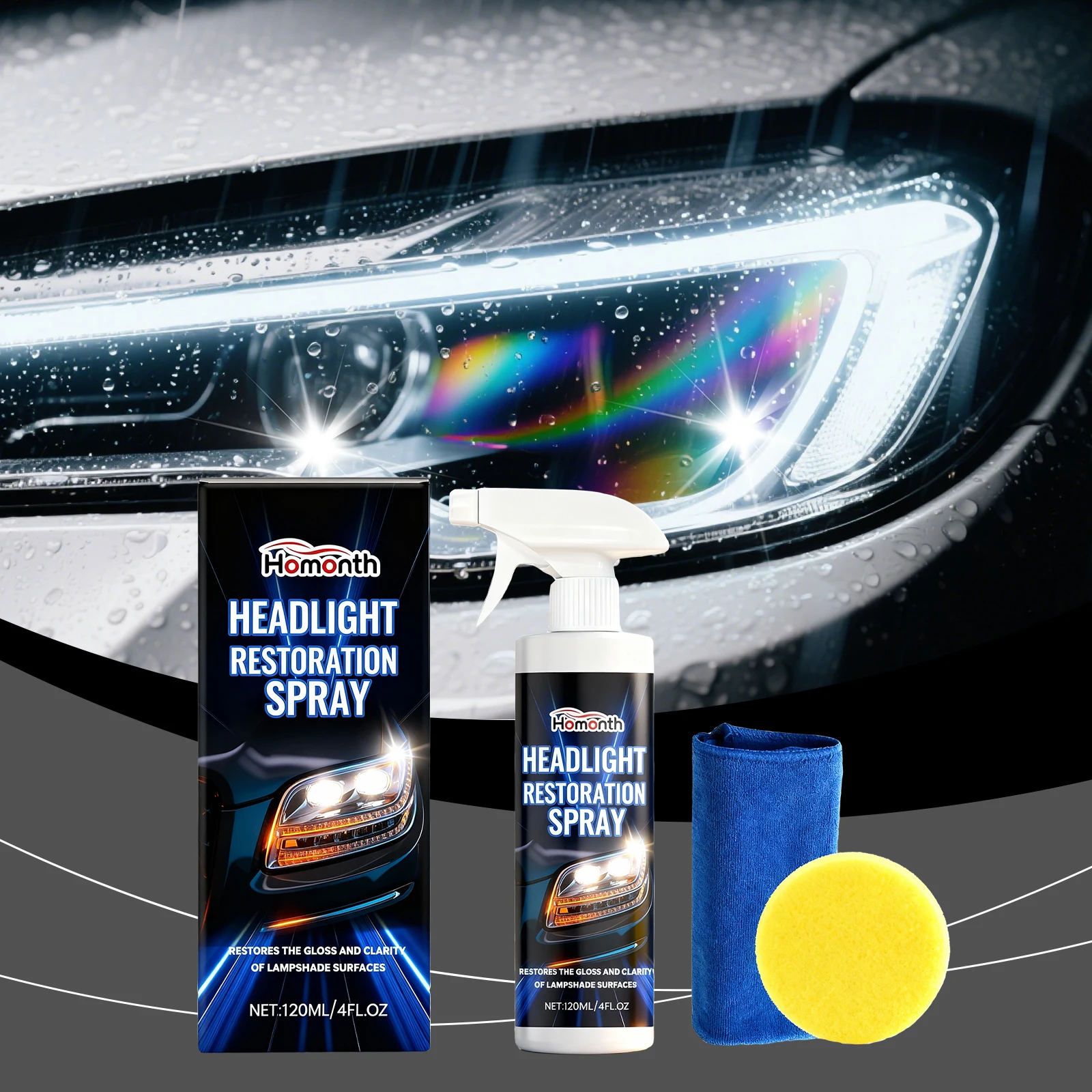 

Headlight Care Spray Enhances Visual Clarity Headlight Maintenance Fluid Restores Glow Improves Vehicle Look Cuts Repairs