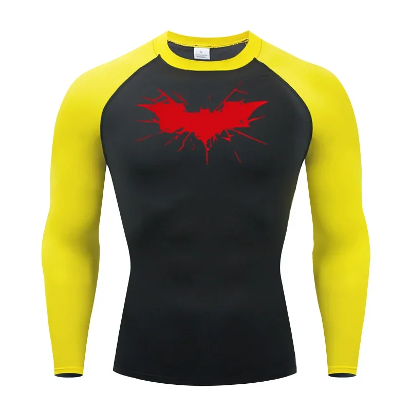 Men's Print Long Sleeve Compression Shirts Gym Workout Rash Guard Athletic Fitness Running Baselayer Undershirts Tops Sportswear