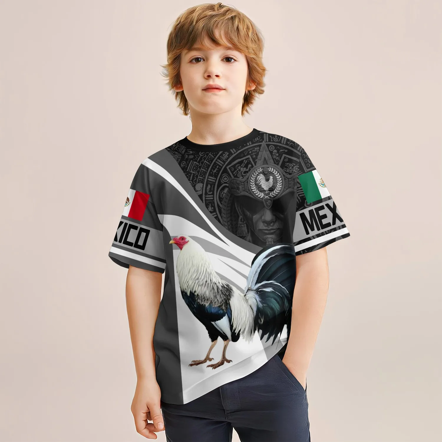 Mexican Style Fashionable Summer Boy T-Shirt Handsome And Cool 3d Printed Boy Short Sleeved Top Popular Party Costume Cartoon