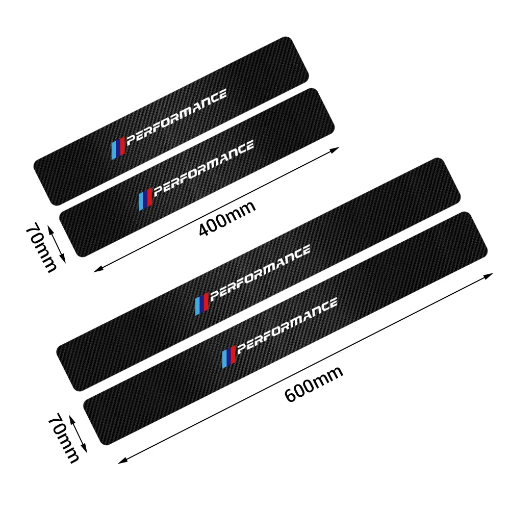 Car-styling 4Pcs Performance Emblem Carbon Fiber Auto Door Sill Scuff Protection Stickers For BMW M F31 F34 F32 E52 E53 E60 E90