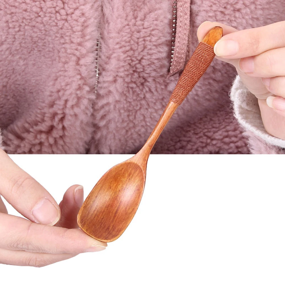 

4pcs Solid Wood Children Soup Spoon Mini Short Handle Sugar Honey Seasoning Scoop For Jam Salt Ice Cream Baby Non-Slip Kitchen