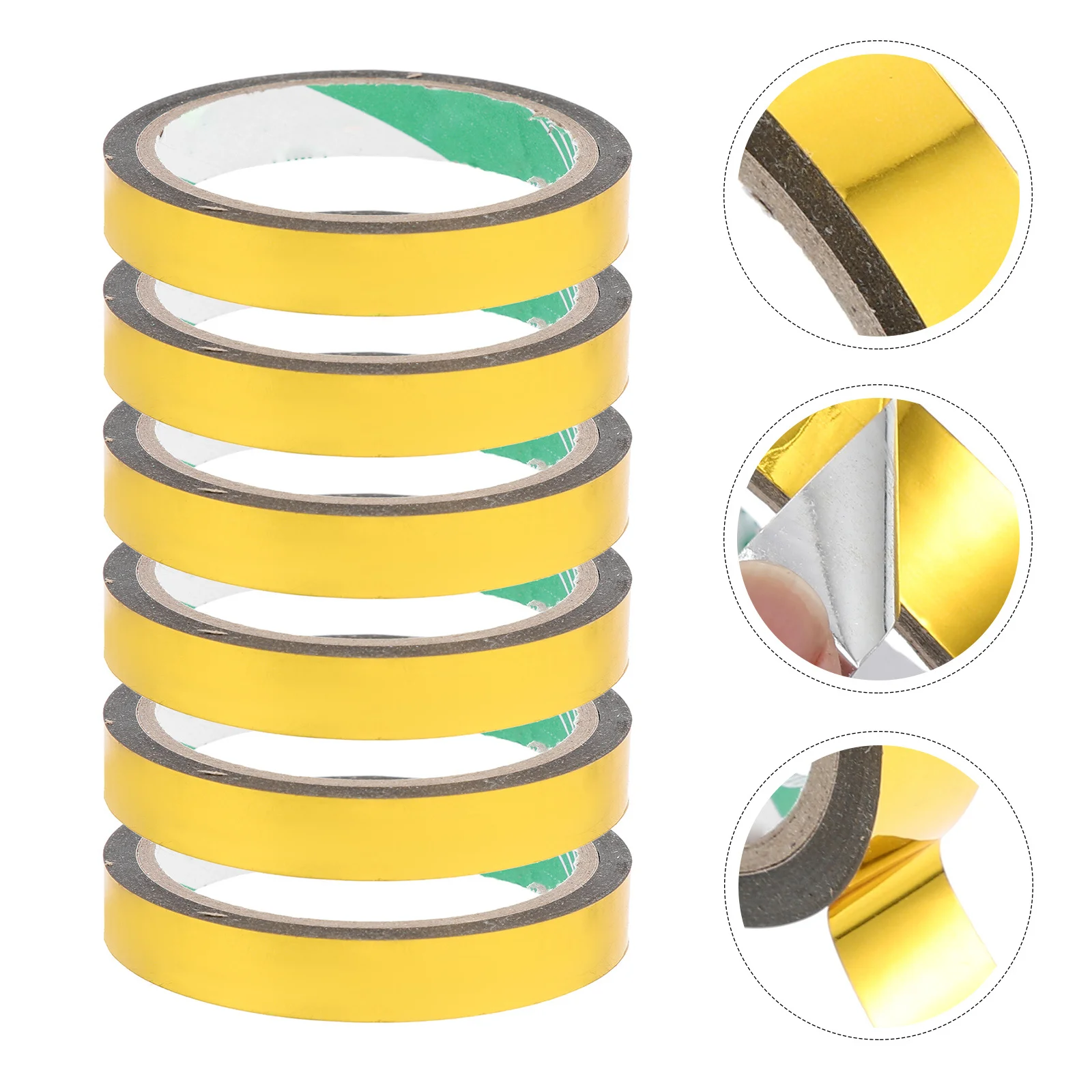 شريط تغليف مرآة معدنية 6 لفات من شريط اشي مزخرف ذهبي لتصميم فني لتغليف الحرف اليدوية #3