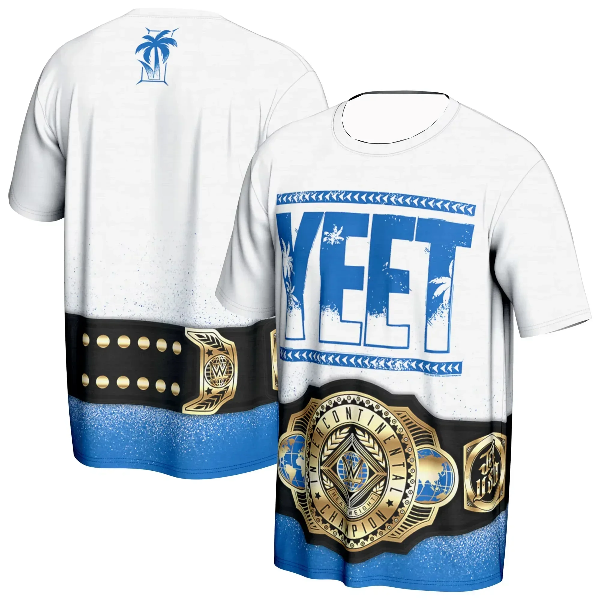 Nouveau style 2025, à la mode, haut de gamme, T-shirt feuille intercontinentale lutte à manches courtes