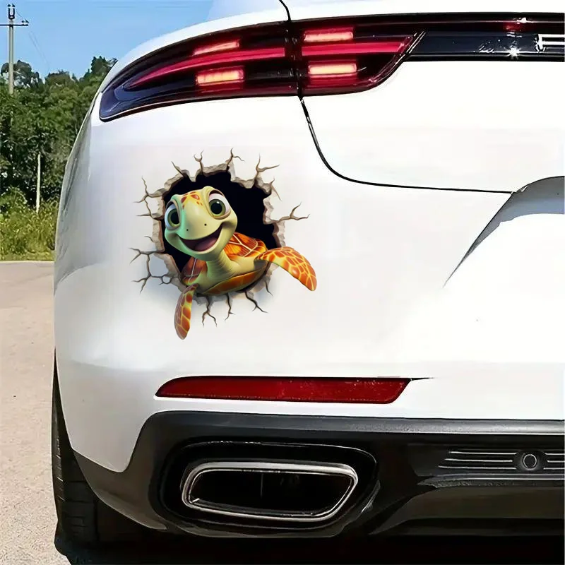 

Sea Turtle 3D Effect Car Sticker, 13X13cm, Adhesive Funny Turtle Decal for Vehicle Windows, Walls, Laptops - Durable