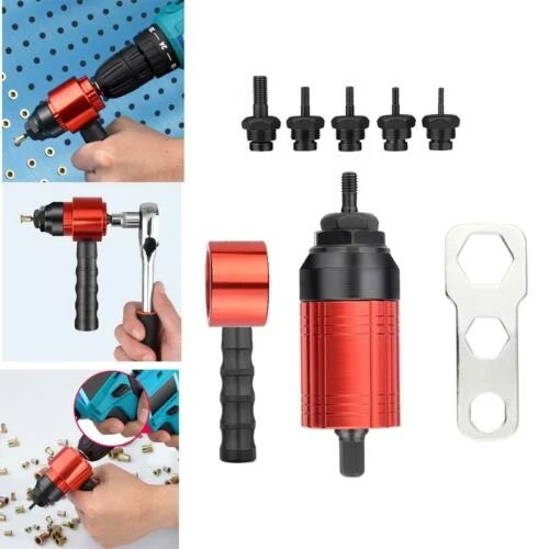 Electric Rivet Gun Riveting Adapter Insert Cordless Drill Aluminum Rivet Nut Riveter Insert Nail Power Tools Nail Gun Household