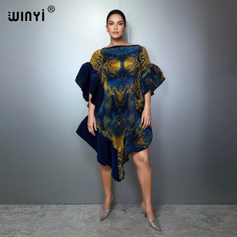 

Платье-кафтан WINYI Maxi в дубайском стиле, плиссированная абайя с эластичными пышными рукавами, пляжная накидка, роскошное вечернее платье для отпуска и вечеринок