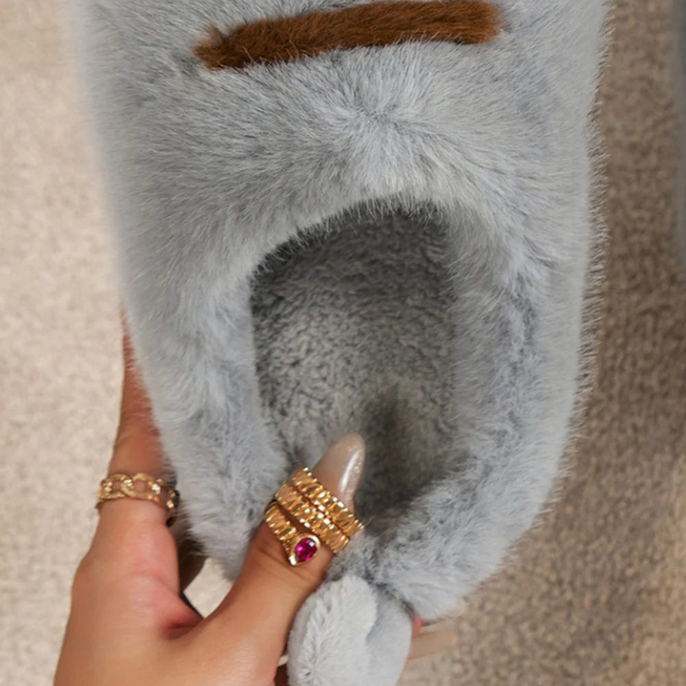 

3D Cat Paw Plush Slippers Flat Thermal Slippers Comfortable Fluffy Home Slippers Anti Slip Cute Paw Slippers for Autumn Winter