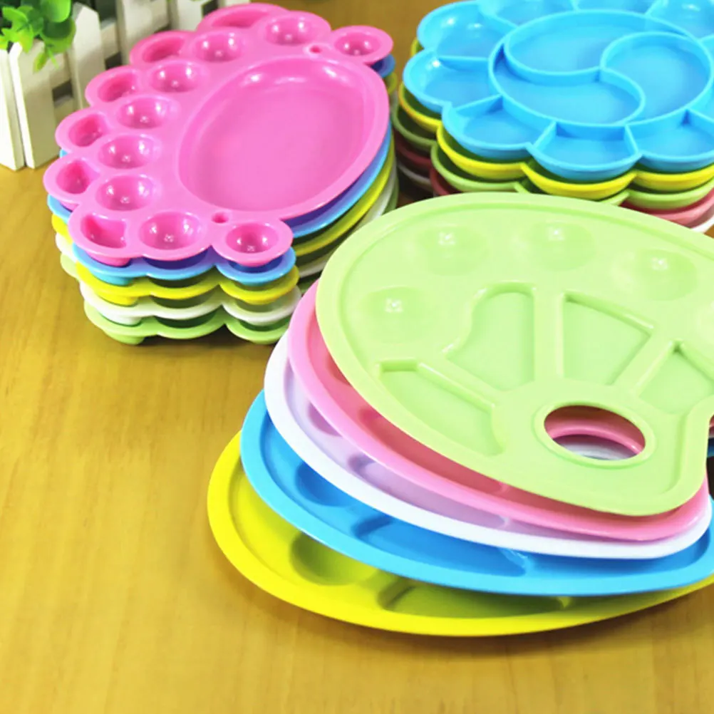 

10Pcs Plastic Palette 10-Section Color Mixing Tray for Watercolor Acrylics Washable Lightweight Art Palette for Kids Adults