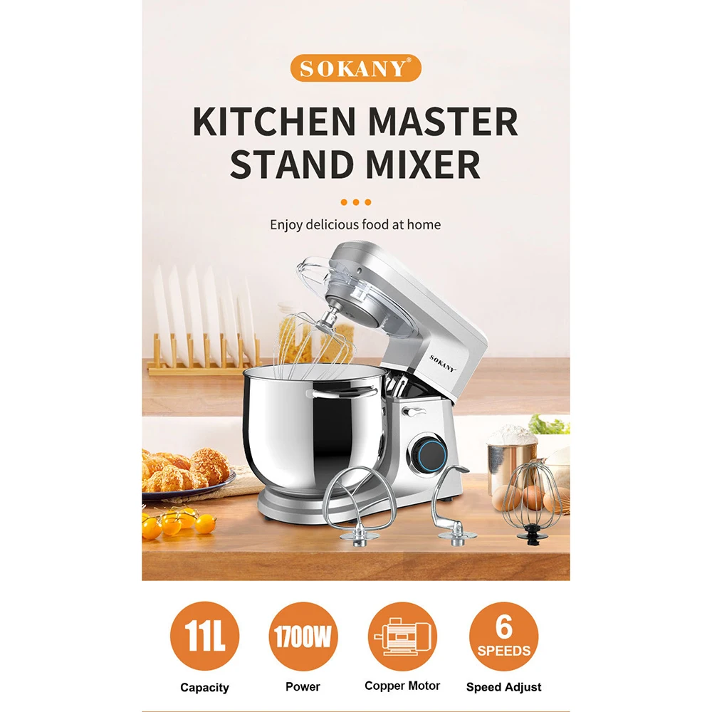 Kitchen Baking Appliances, Large Capacity Stereo Mixer, 220V Household Appliances, Chef Machine,Stainless Steel Kneading Machine