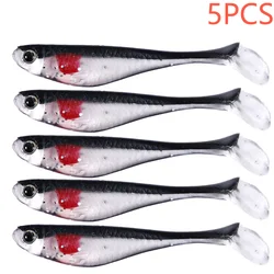 5pcs Winter Soft Silicone Baits Shad Carp Worm Grubs T Tail Fish Fake Artificial Bait For Fishing Lures Set Wobblers Swimbait
