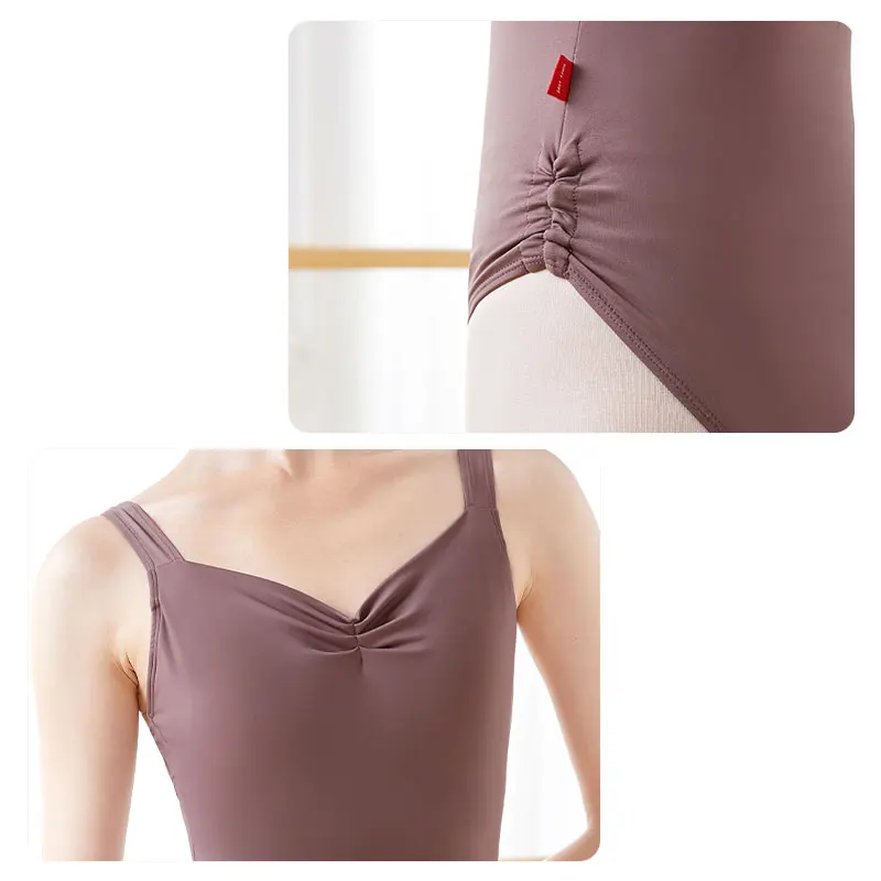 Ballet Leotards Women Camisole Dance Leotard Drawstring Vest Leotard Gymnastics Leotard Nylon Dancing Bodysuit Adults Dancewear