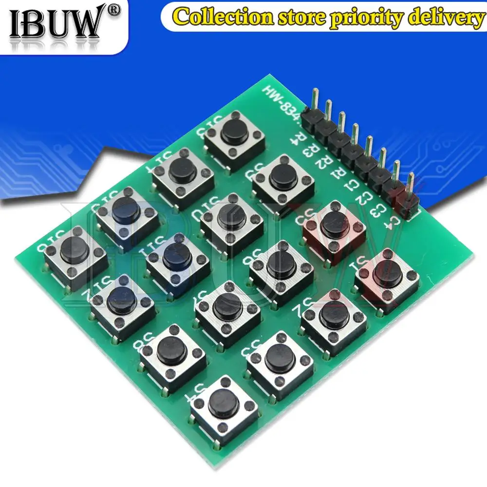 Módulo Breadboard Teclado Button Keypad, MCU para Arduino, Kit DIY, 8Pin, 4x4, Matrix 4x4, 16 Chaves, 5Pcs