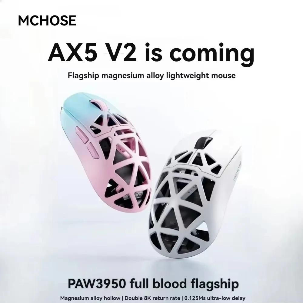 

Mchose Ax5 V2 Wireless Gaming Mouse Tri Mode 80000hz Paw3950 54g Lightweight 42k Dpi Custom E-Sports High Performance For Fps