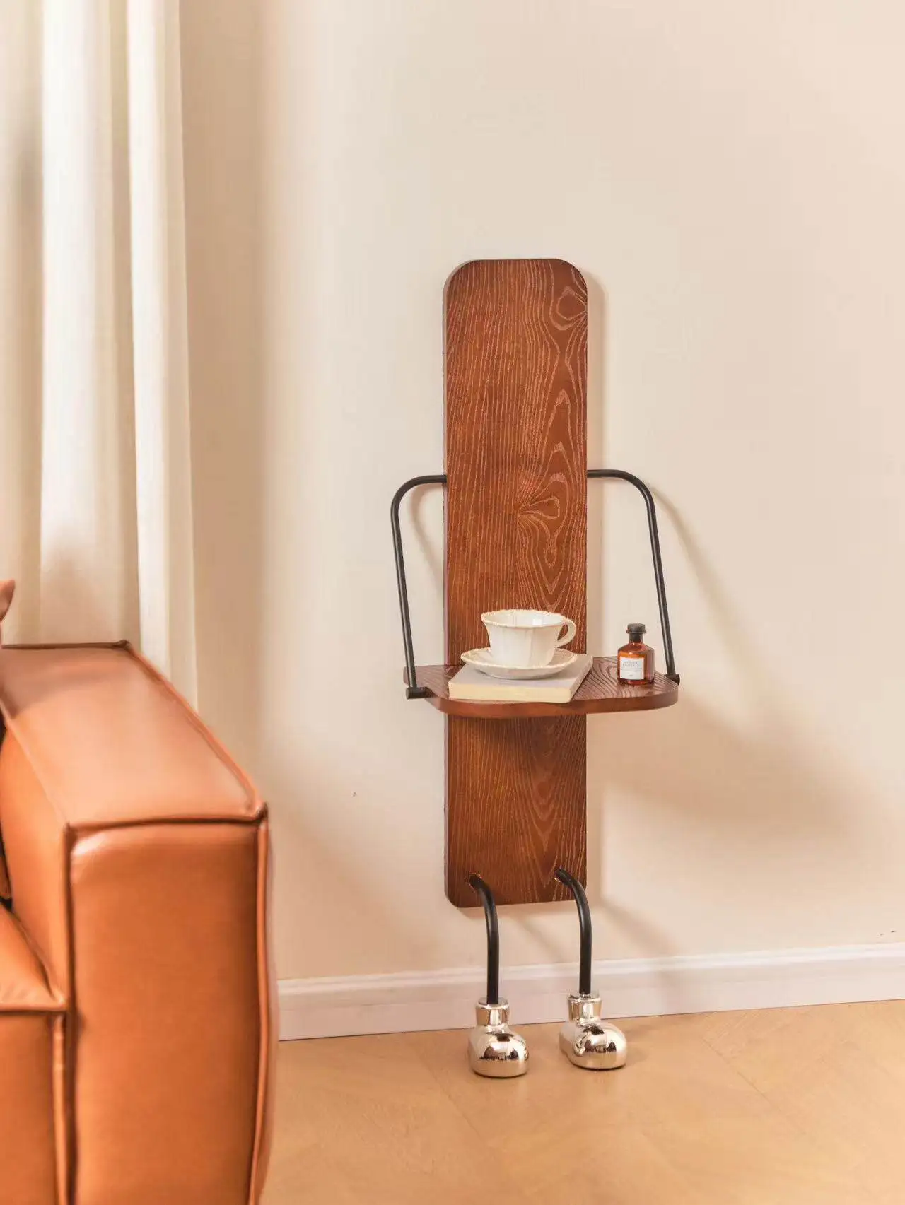 Vintage-inspired cute waiter retro creative solid wood storage rack - foldable organizer