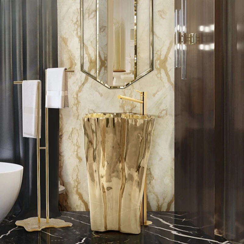 Customized Luxury Gold Stainless Steel Washbasin Bathroom Sink for Hotel Villa Bathroom Furniture