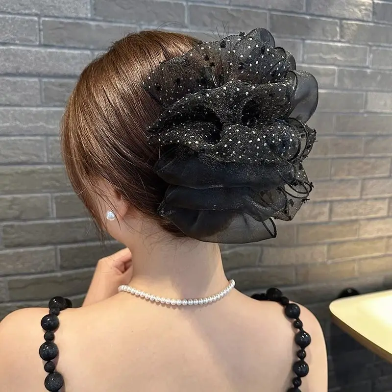 

Bubble Hair Styling Tools Hair Clip Accessories for Women Dots Black Double-Sided Mesh Female Lady Hair Claw New Headwear