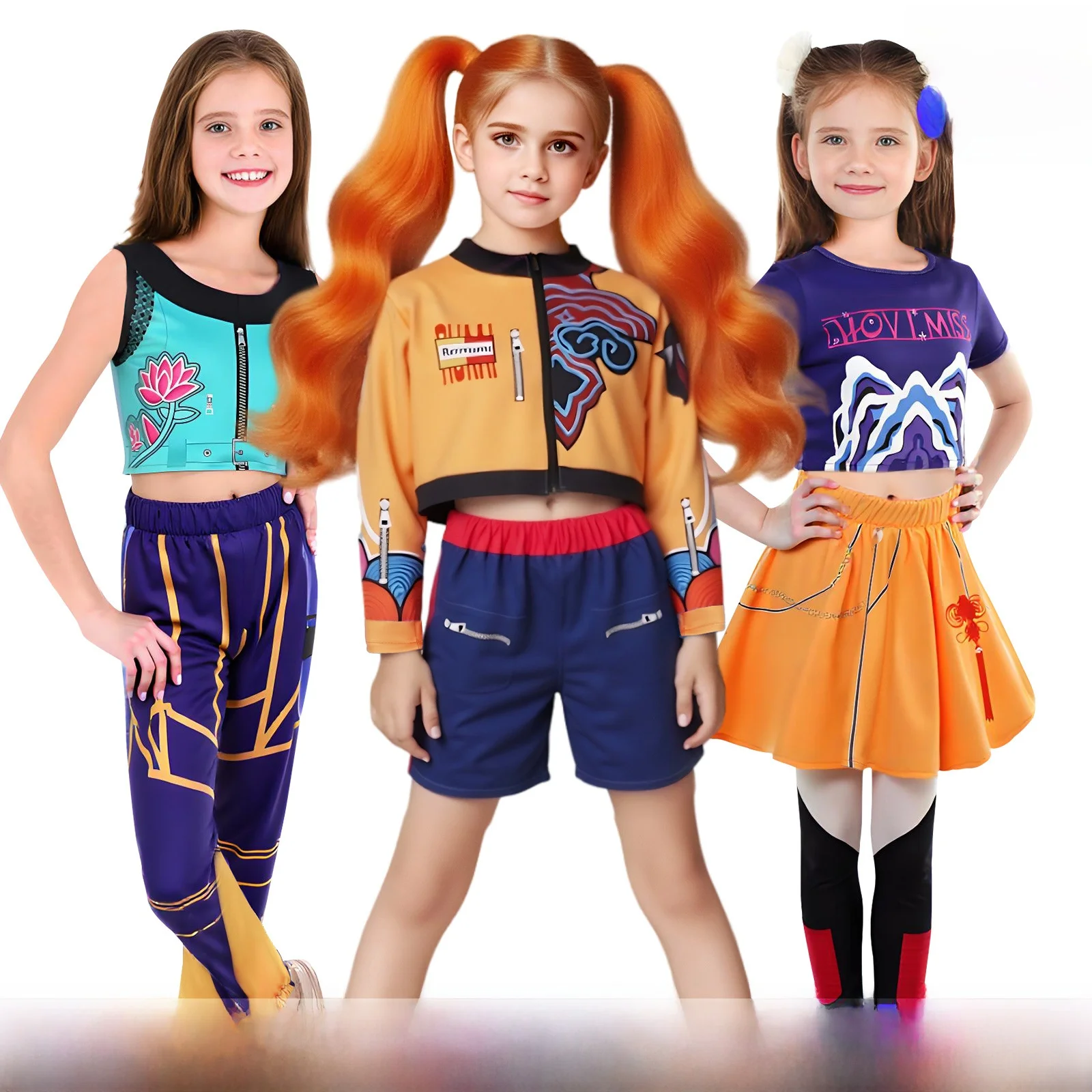 زي كيبوب ذهبي أسود للأطفال، زي تنكري لشخصية لو مي زو يي، ملابس للهالوين وعروض المسرح، زي فريق فتيات الساحرات على الطراز الكوري #3