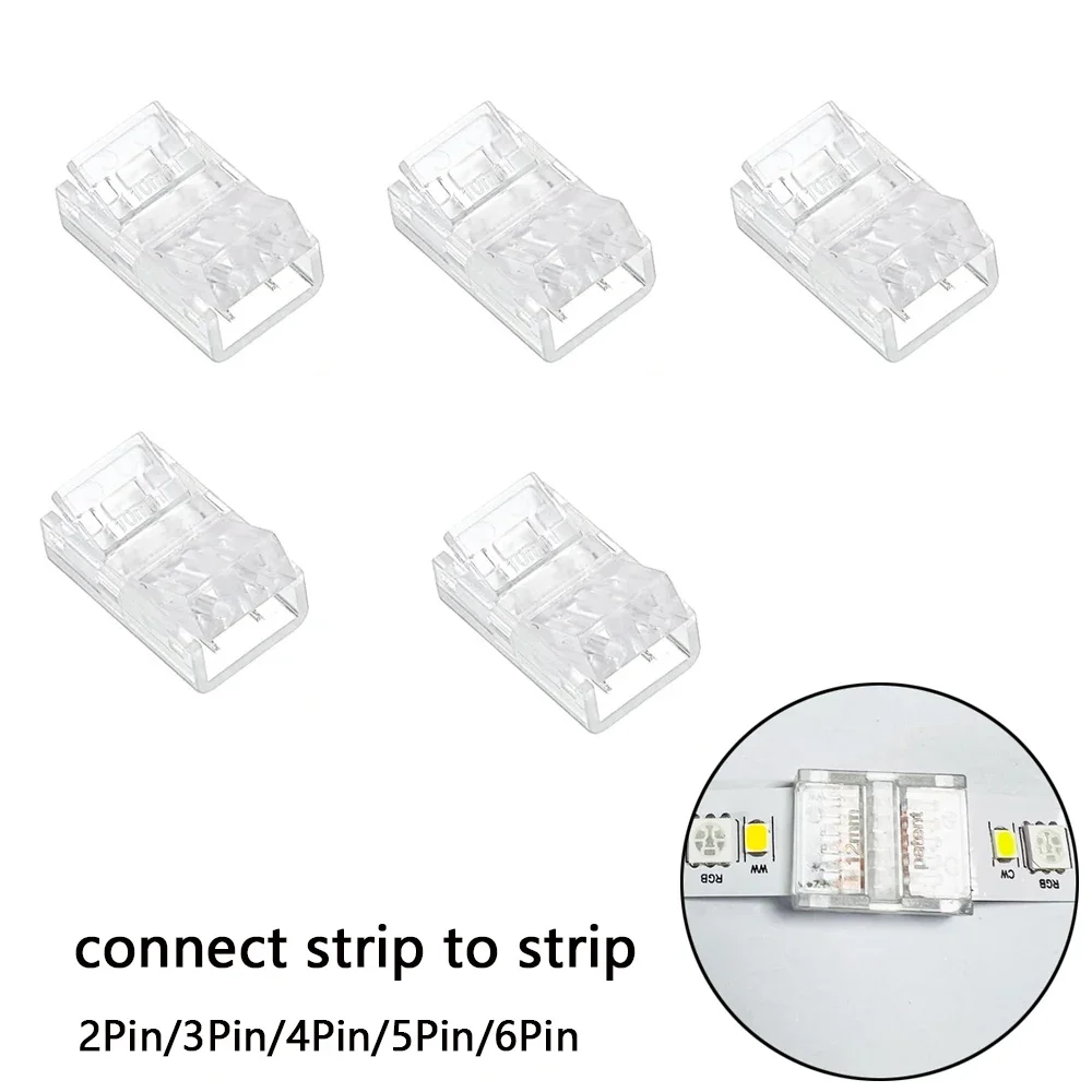 5 adet şeffaf lehimsiz kapak bağlayıcı 2/3/4/5/6Pin LED şerit işık tek renk CCT RGB RGBW RGBCCT bant köşe konnektörler