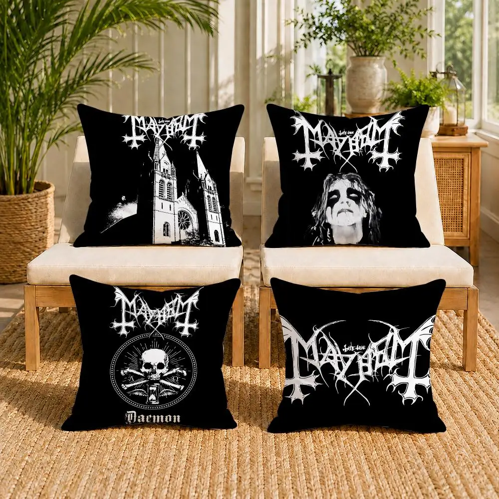 Rock Band M-mayhem Cushion Cover Breathable Short Plush Pillow Case Wrinkle-Resistant Machine-Washable For Easy Care