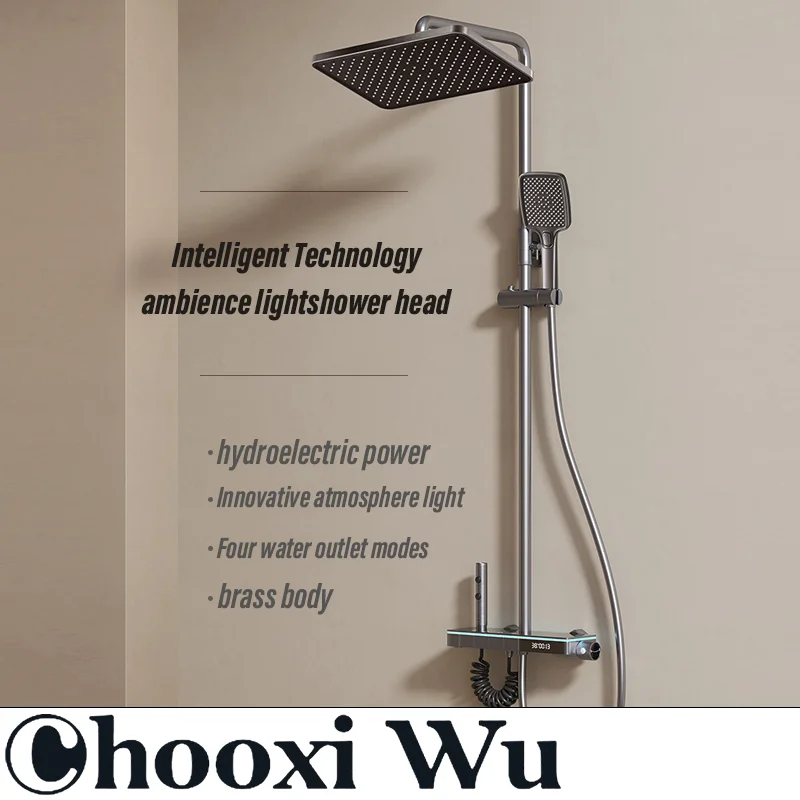 CHOO XIWU-constant temperature display atmosphere light shower head key digital display home shower head bathroom shower set