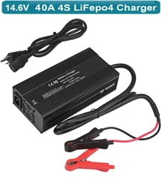 14.6V 40A Lithium Battery Charger for 12V 4S LiFePO4 Lithium Battery AC-DC Smart Charger for 12.8V LiFePO4 Lithium Batteries RV