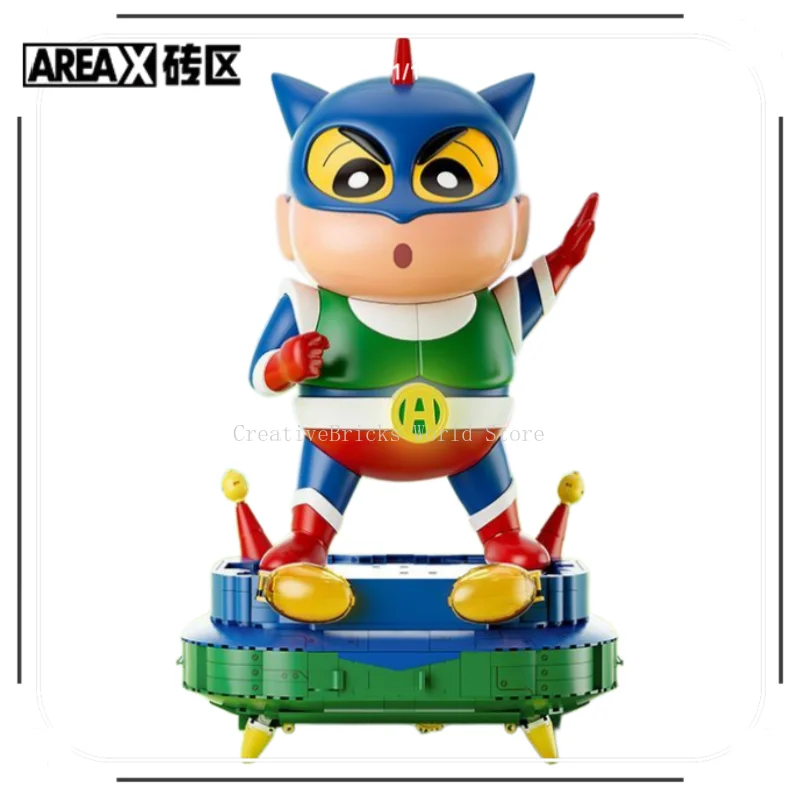 New AREAX Crayon Shin-chan Action Dynamic SupermanBuilding Blocks Cartoon Anime Assembled Model Toy Creative Birthday Gift