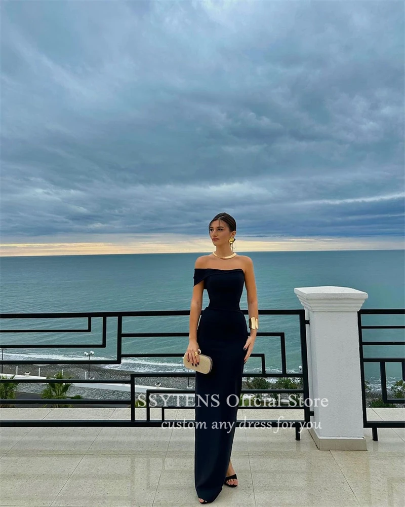 SSYTENS Elegant Party Dress Black Beach Prom Dress Elastic Customized One Shoulder Floor Formal Evening Dress vestido de gala