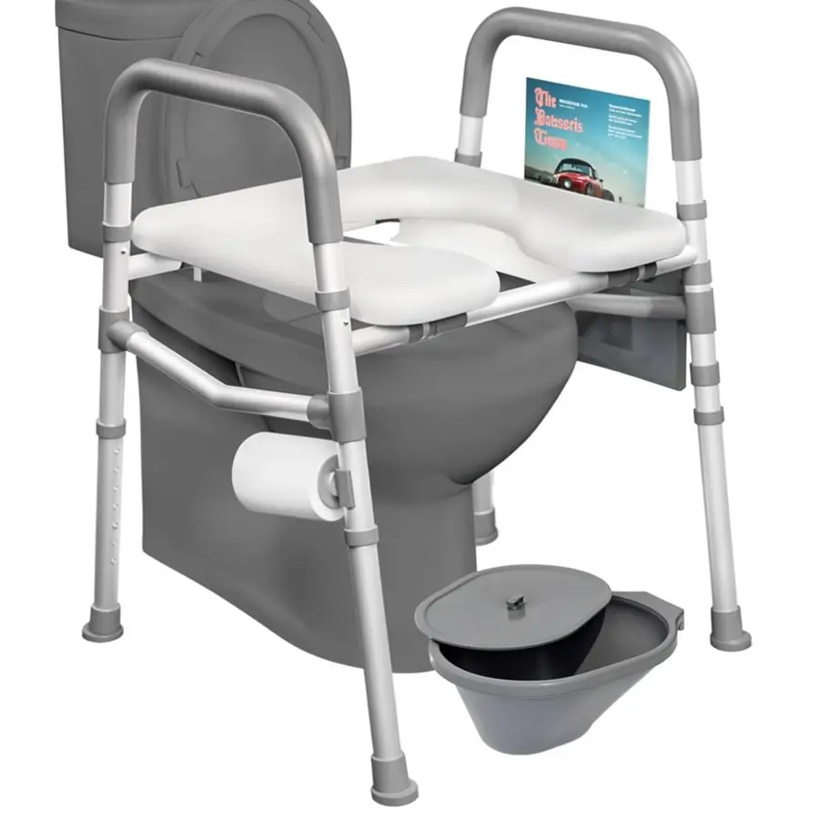 

Toilet Seat with Handles Toilet Riser for Seniors Adjustable Height amp Width Commode Chair with Bowl 500 lbs Handicap Elevated