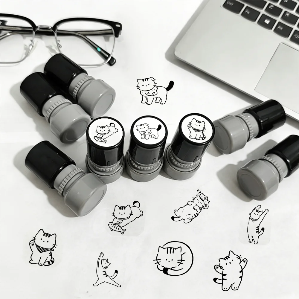 Cute cat self printed seal, Kawaii Kitty pattern, used for DIY diary scrapbook