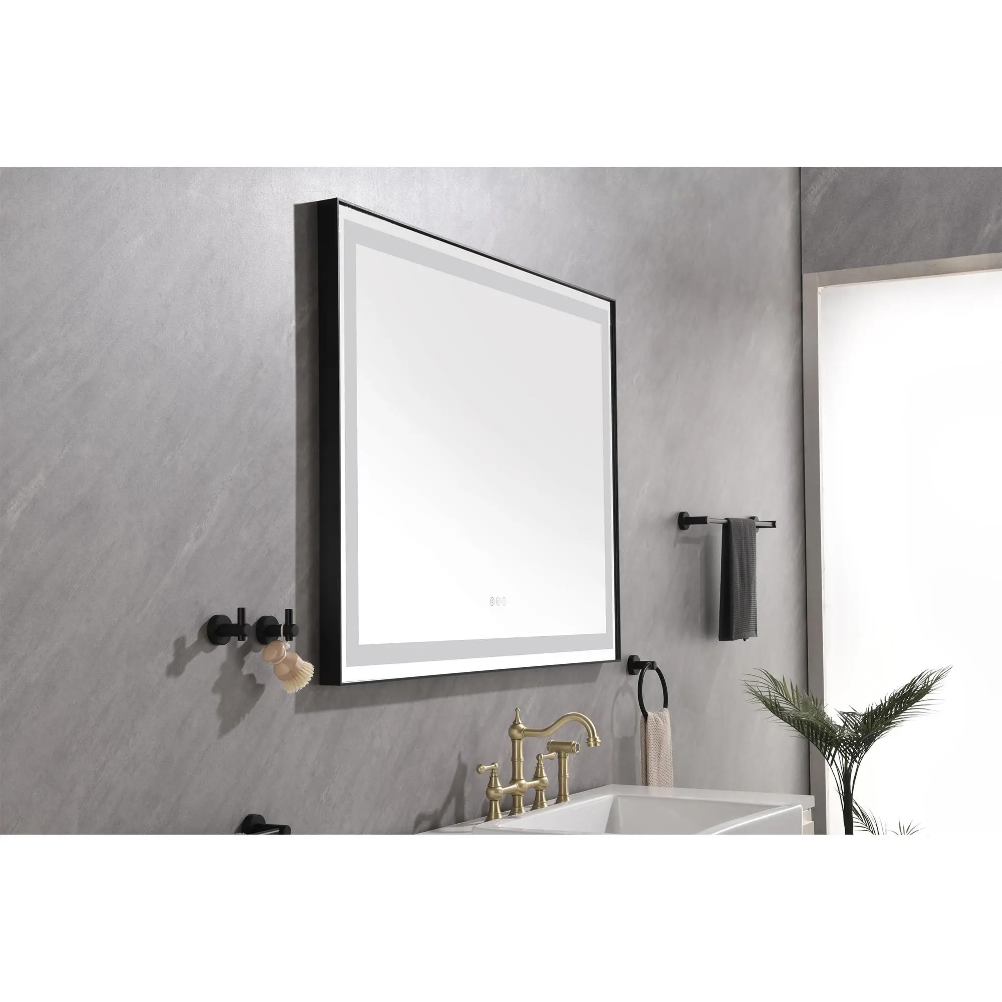 6 Inch Bathroom Mirror with Metal Frame, Control, Anti-Fog, 3 Colors, Dimmable, Wall-Mounted Vanity Mirror