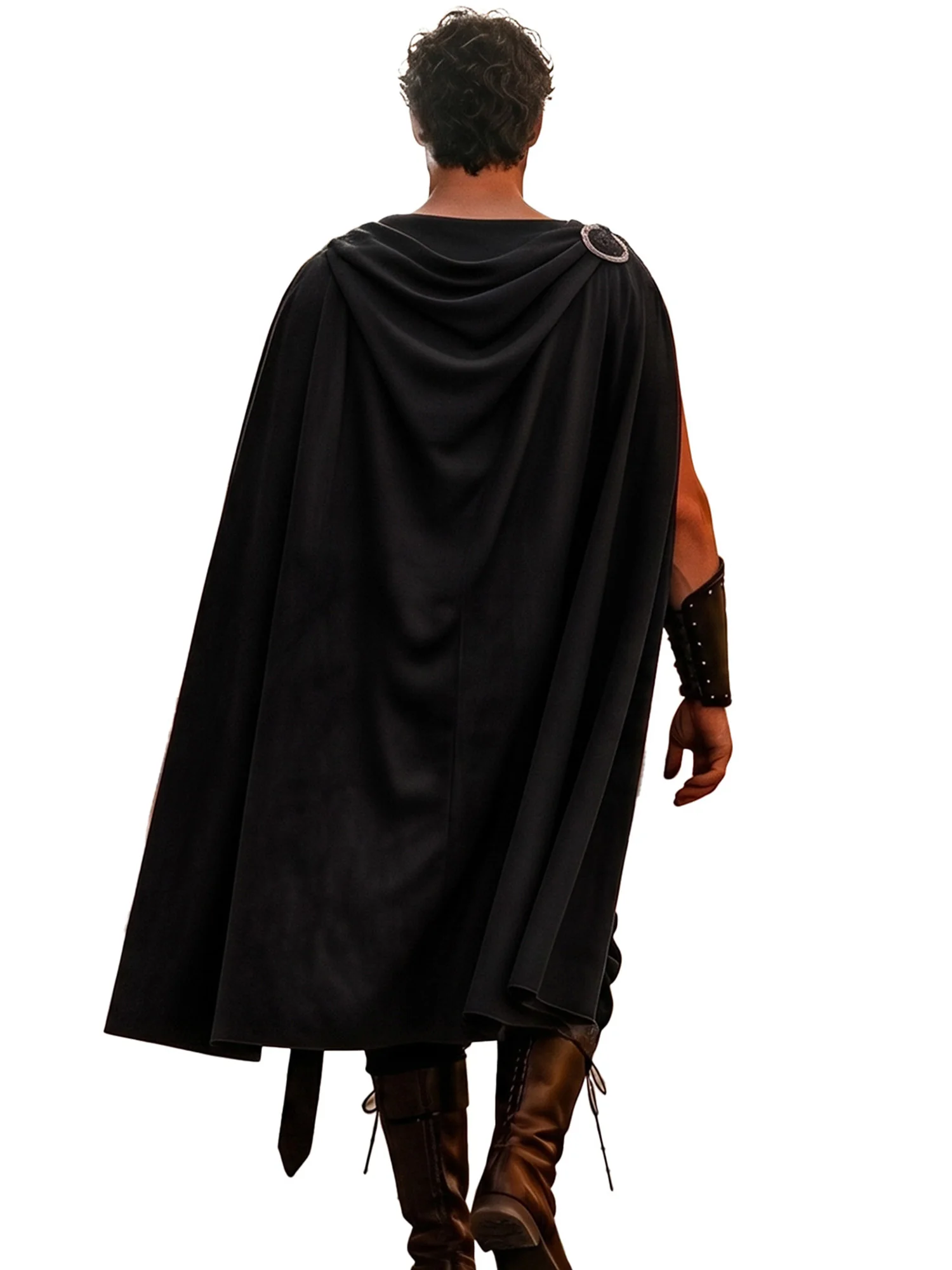 男性女性戦士グラディエーターケープマント中世ローマ風リストバンド付きハロウィンコスプレロールパーティーコスチュームバトル用