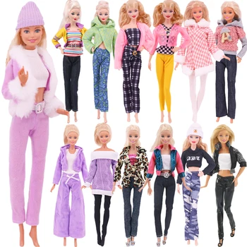 30Cm ubranka dla lalek śliczny pluszowy płaszcz strój księżniczka sukienka modny garnitur dla Barbie 11,8 cala lalka odzież codzienna dziewczyna prezent