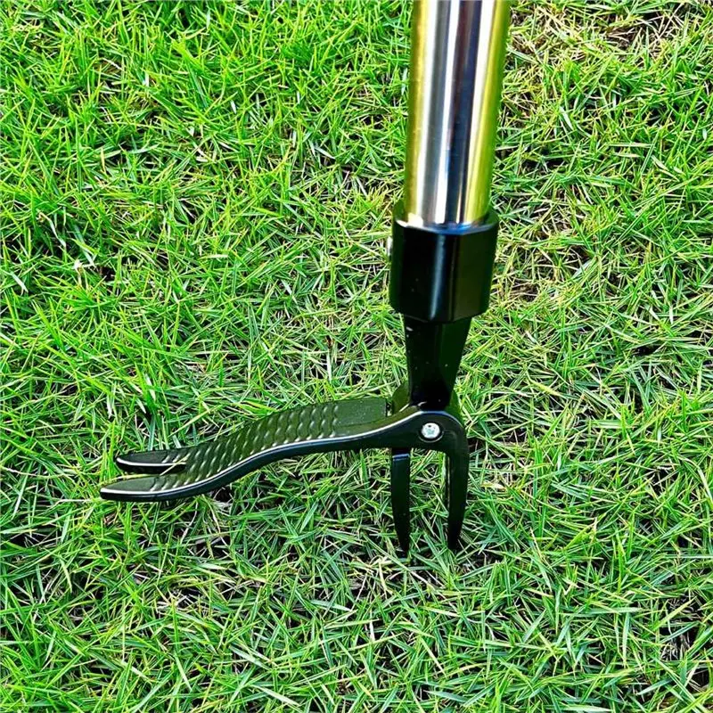 AB41-Garden Grass Root Remover Shovel With Stand-Up Design, Weed Puller Featuring Engineering Plastic Weeding Head& Foot Pedal T