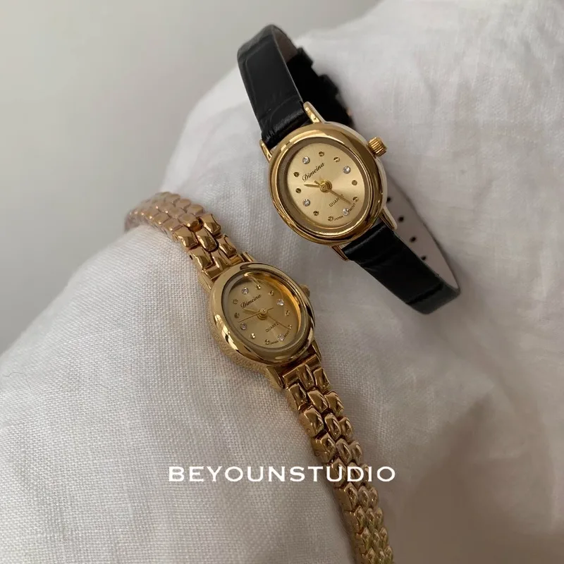 2024 New Women's Watch Gold Plated Watch Women's Bracelet, Medium Ancient Jewelry Luxury and High End Inlaid Water Diamond