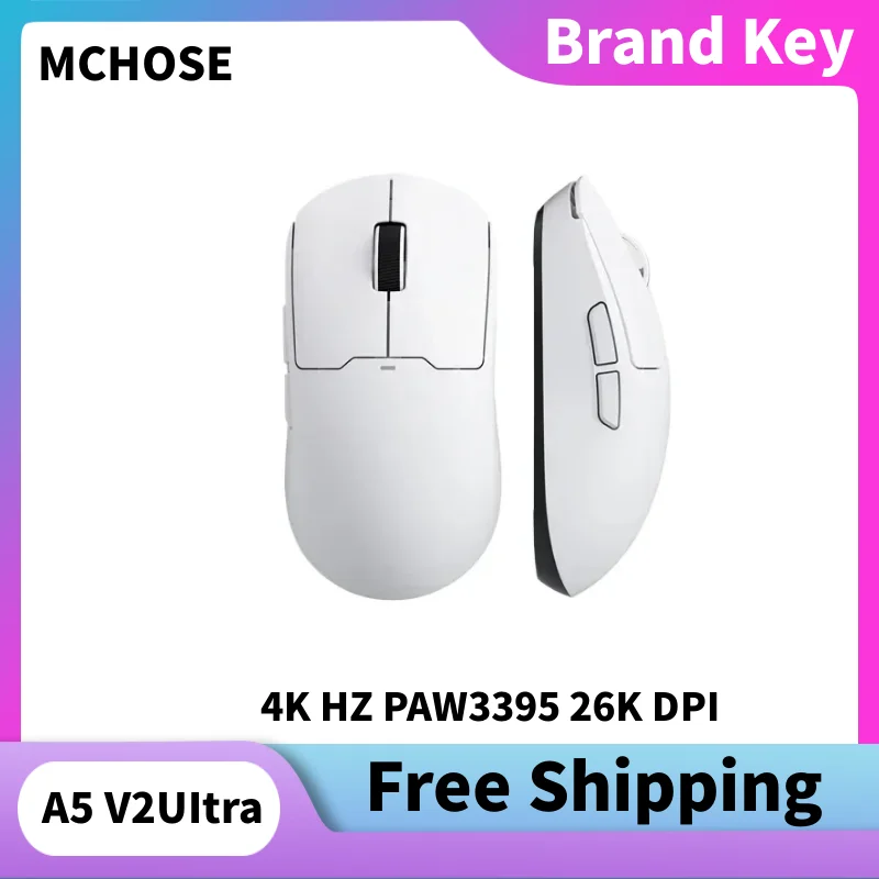 

MCHOSE A5 V2 UItra Wireless Bluetooth Mouse PAW3395 26000DPI Optical Sensor Esports Lightweight Gaming Mouse Accessories