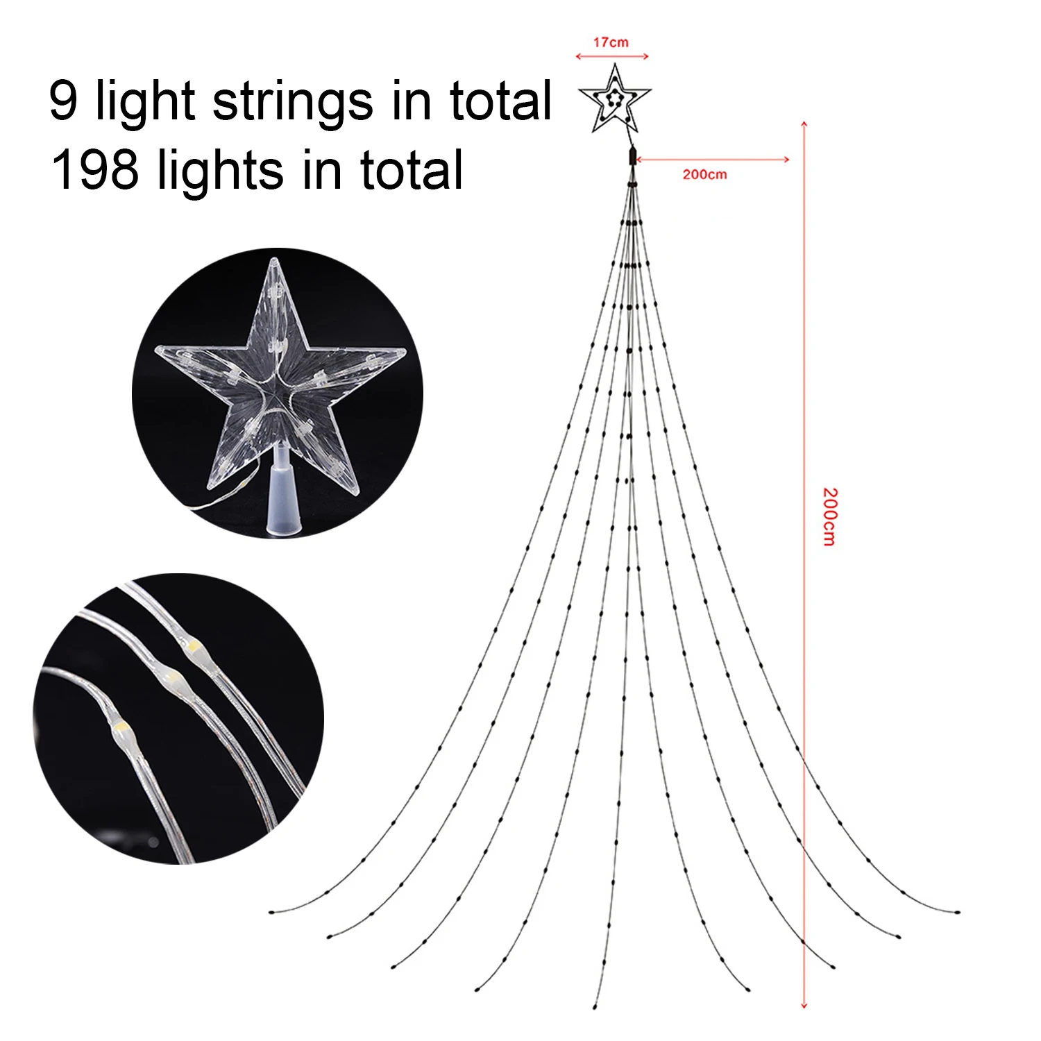 LED عيد الميلاد شلال سلسلة ضوء شجرة عيد الميلاد داخلي في الهواء الطلق جارلاند الديكور الشمسية/مصباح USB لحديقة حفل زفاف