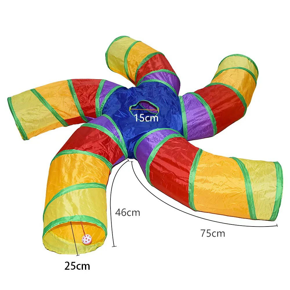 Cat Rattle Paper Tunnel Cat Toys Pet Crinkle Tunnel Cat Tent Tunnel Foldable Cat Toy Small Pet Cat Polyester Cotton