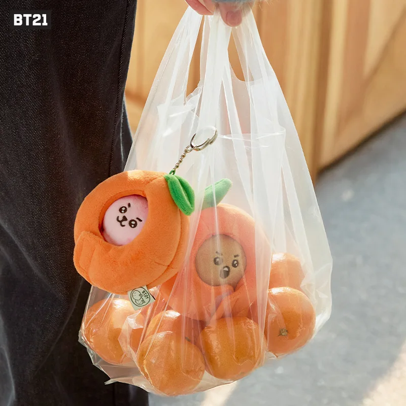 BT21 Tangerine Orange Party Plüsch-Schlüsselanhänger RJ COOKY TATA CHIMMY SHOOKY KOYA MANG Taschenanhänger Deko-Ornament