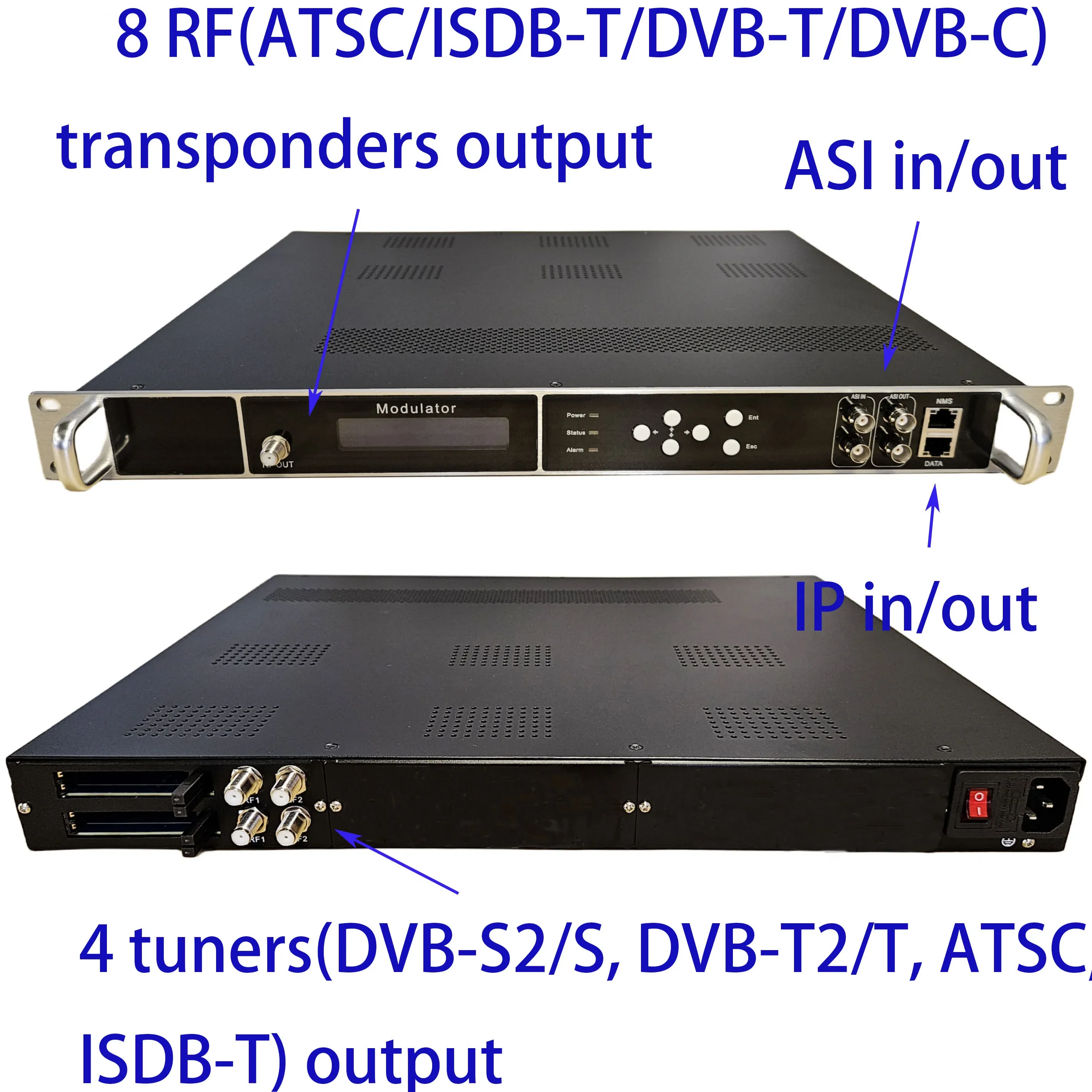 encrypted dvb-s2/S to DVB-T/DVB-C/ATAC/ISDB-T digital catv modulator, DVB-T2/DVB-C/ATSC/ISDB-T to RF modulator