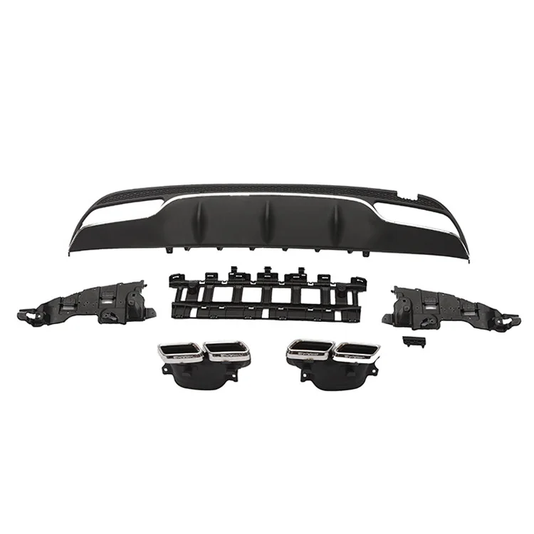 Factory Sales Dual 4-Door Sport Upgrade 2019 C63  Style Four Outlet Tail Lip Tailpipe Rear Bumper Lip for  W205