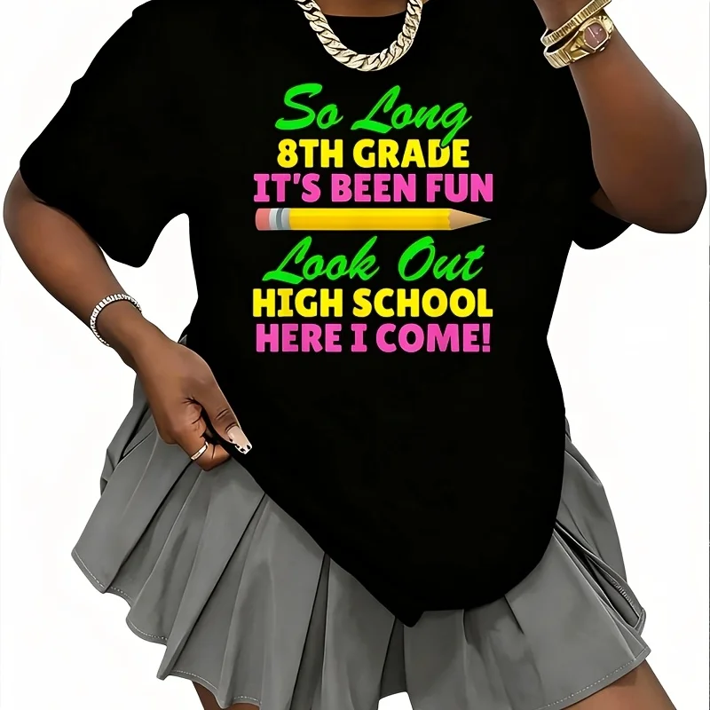 So Long 8Th Grade Hello High School Graduation Gift Women's 100% Cotton T-Shirt Fun Print Short Sleeve Top Casual Round Neck Tee S-5Xl