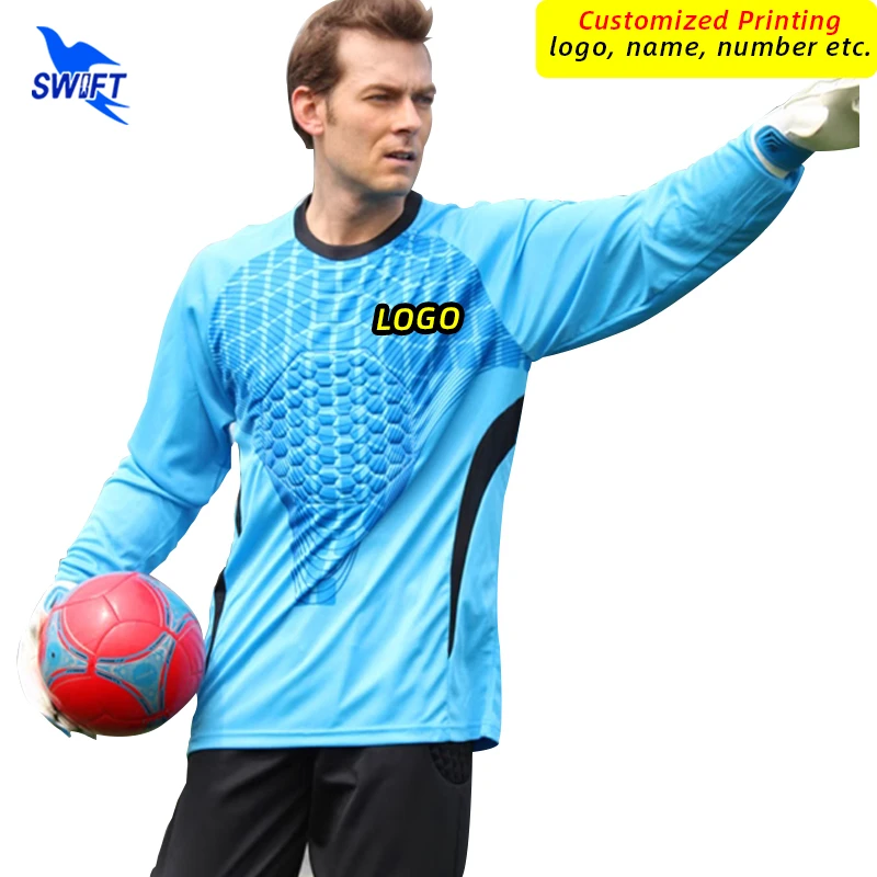 

Customize Print Men Soccer Goalkeeper Uniforms Kids Protective long Sleeve Goal Keeper Jerseys Set Football 2 PCS Tracksuits