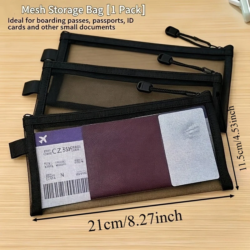3PC Black Portable Document Storage Bag Passport Holder Protective Cover for ID Card Boarding Pass Abroad Travel Use - view 3