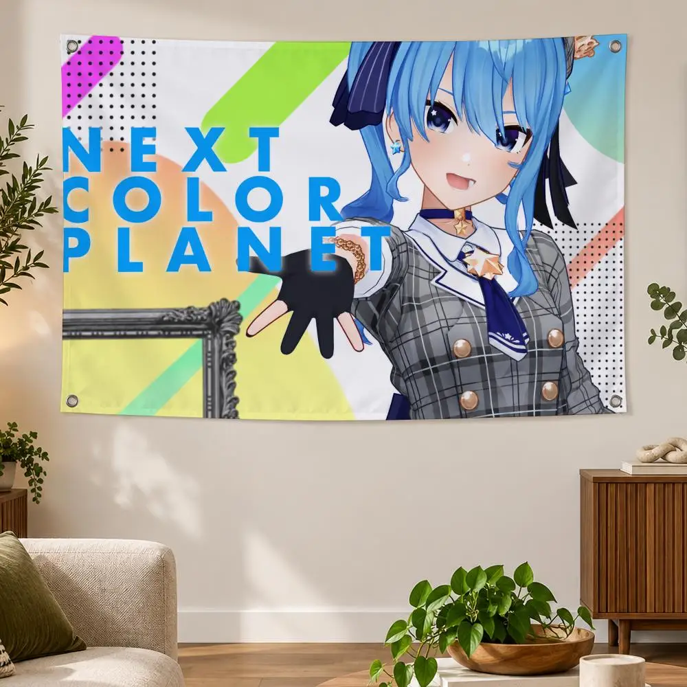 VTuber H-Hoshimachi Suisei Flags Banner Decor for Bedroom,Garden,Party,Club,Gaming Room,Indoor Outdoor