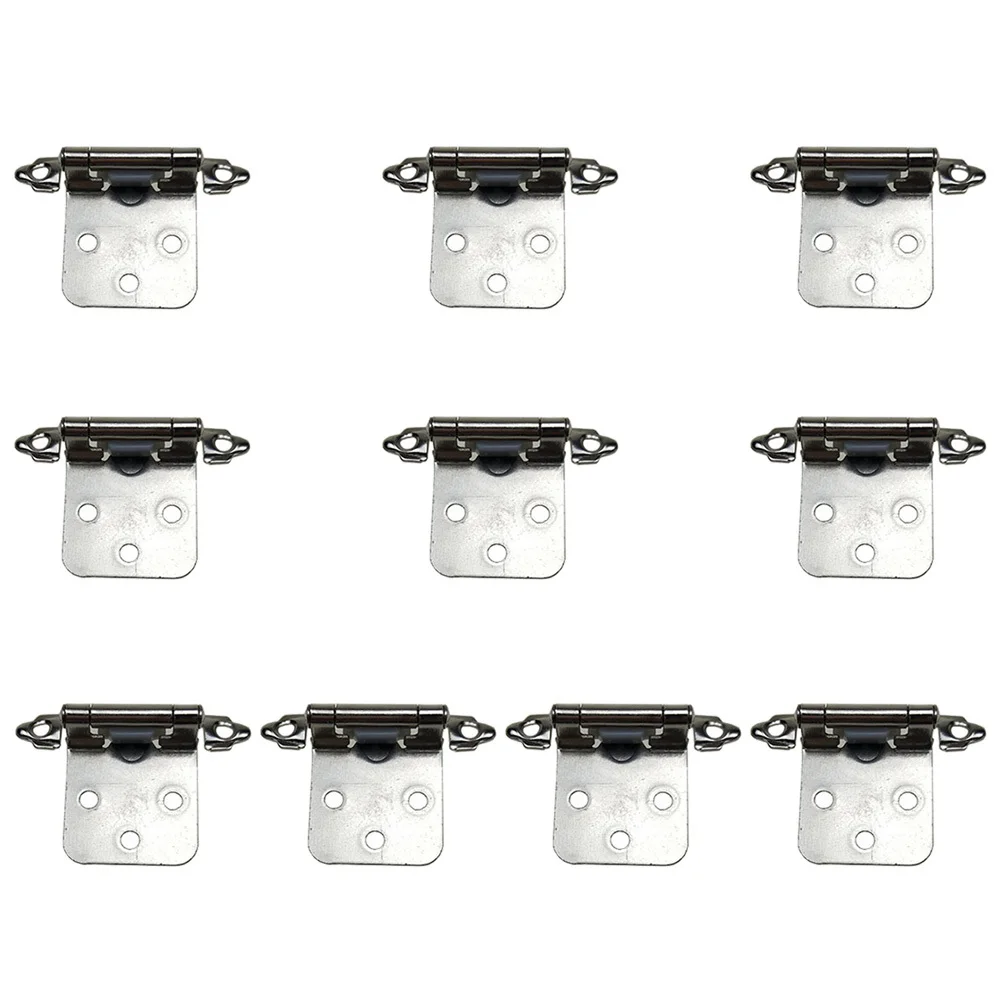 

10Pcs Iron Self-Closing Spring Hinges White Nickel Face Mount Hinges for Doors Cabinets with Screws Concealed Hinge