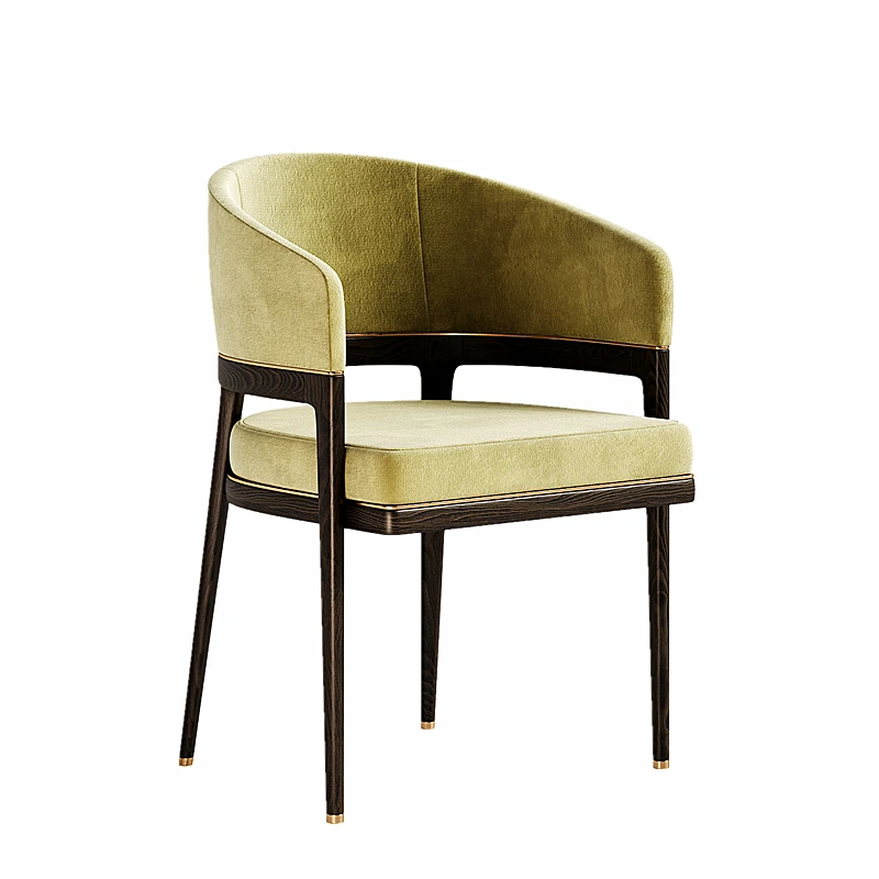 Italian new trend ergonomics dining chair backrest cushion natural linen fabric home furniture suitable for hotel cafes